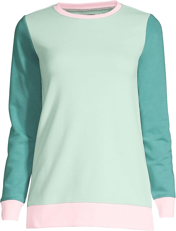 Lands End Women s Long Sleeve Sweatshirt Tunic Soft Sea Green Color b