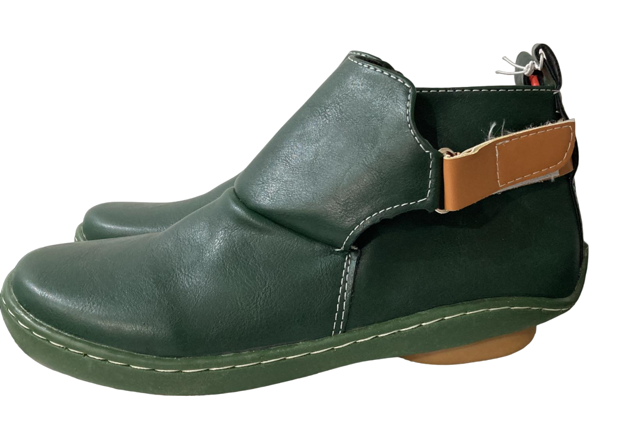 Green & Brown Side Strap Ankle Boot