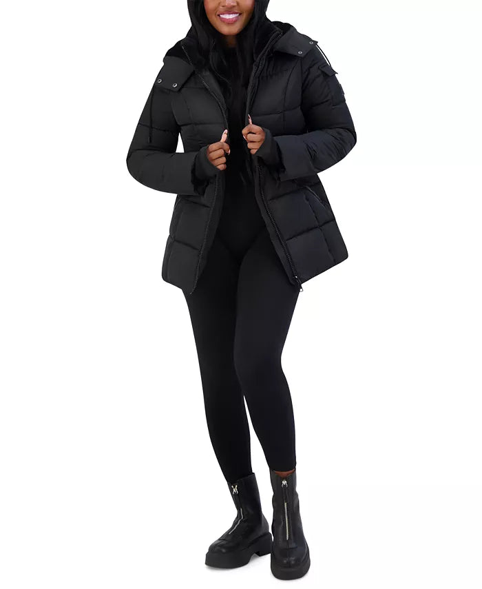 Steve Madden Juniors' Faux-Fur-Lined Hooded Puffer Coat