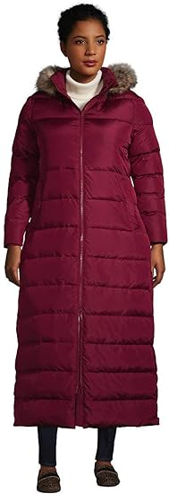 Lands' End Women's Maxi Down Coat Rich Burgundy