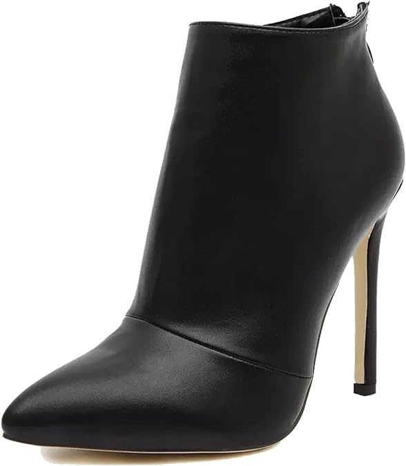 MM July Black Ankle Boots Heels Leather