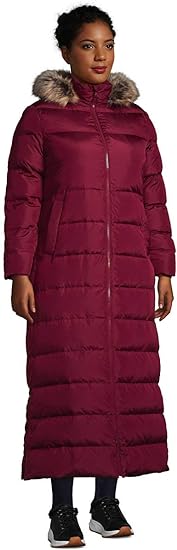 Lands' End Women's Maxi Down Coat Rich Burgundy