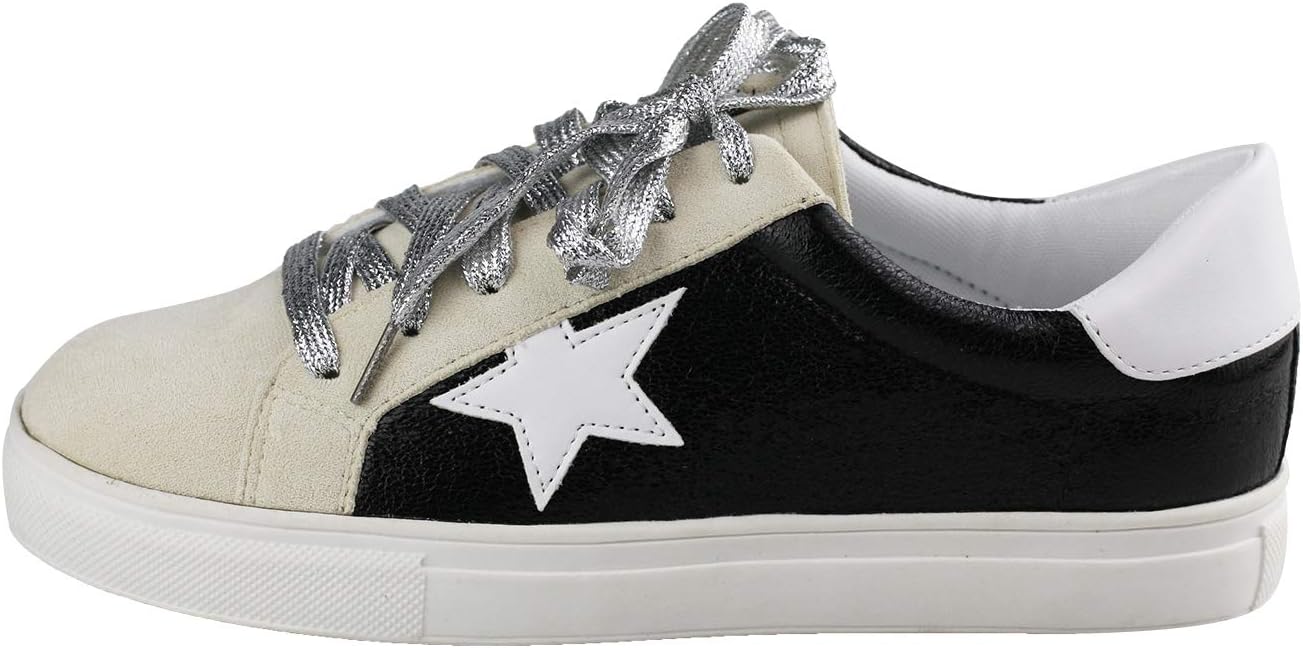 Women's Sneaker Flats Fashion Sneaker Glitter Metallic Lace Up