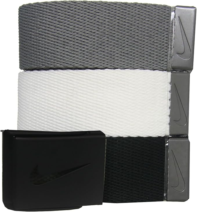 Nike Men's 3 Pack Web Belt  One Size Black/White/Grey