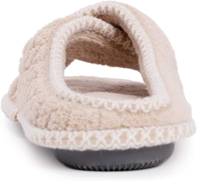 Muk Luks Women's Ada Chenille Cross band Slippers-Daisy White