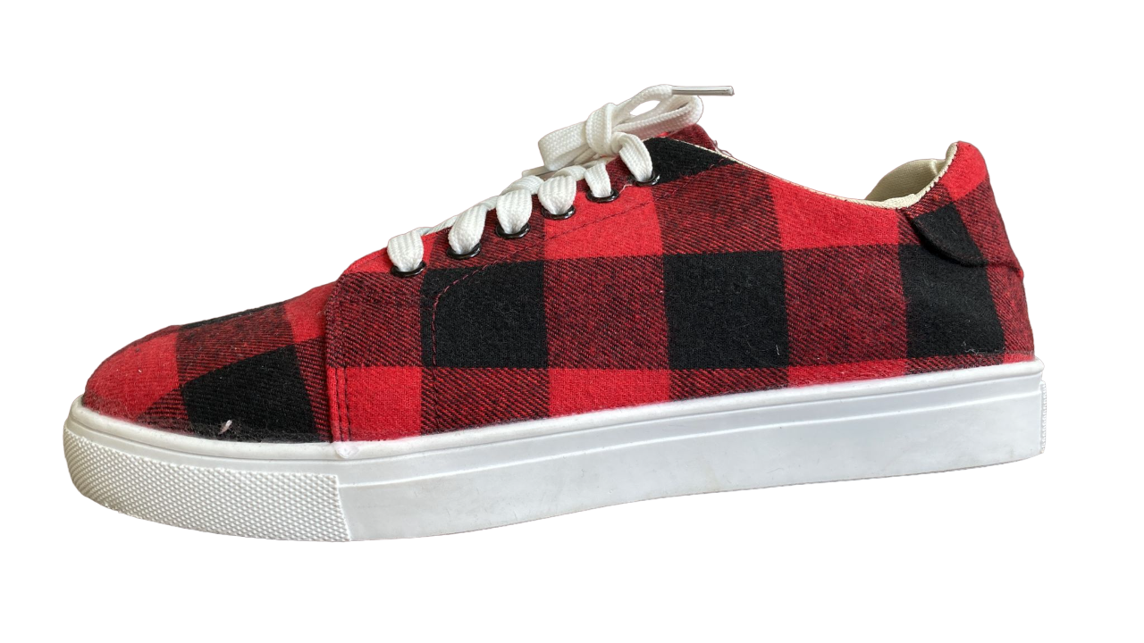 Sport Style Women's Red & Black Buffalo Check Sneaker