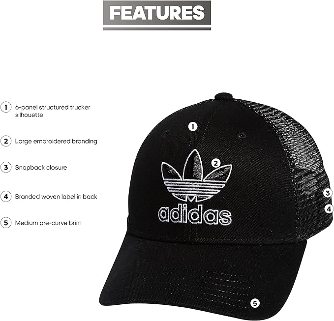 Adidas Originals Men's Icon Trucker Structured Precurve Snapback Cap 0145123