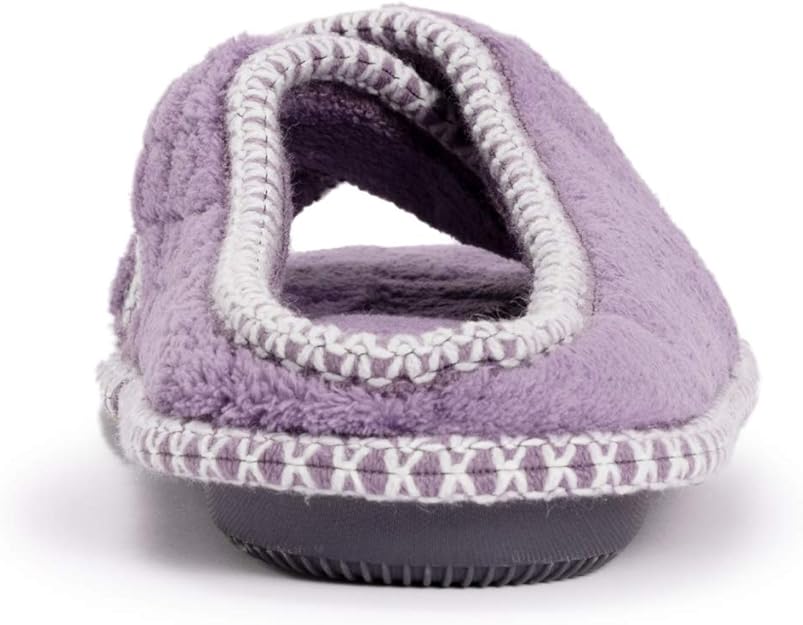 Muk Luks Women's Ada Chenille Cross band Slippers- Lilac Ivory