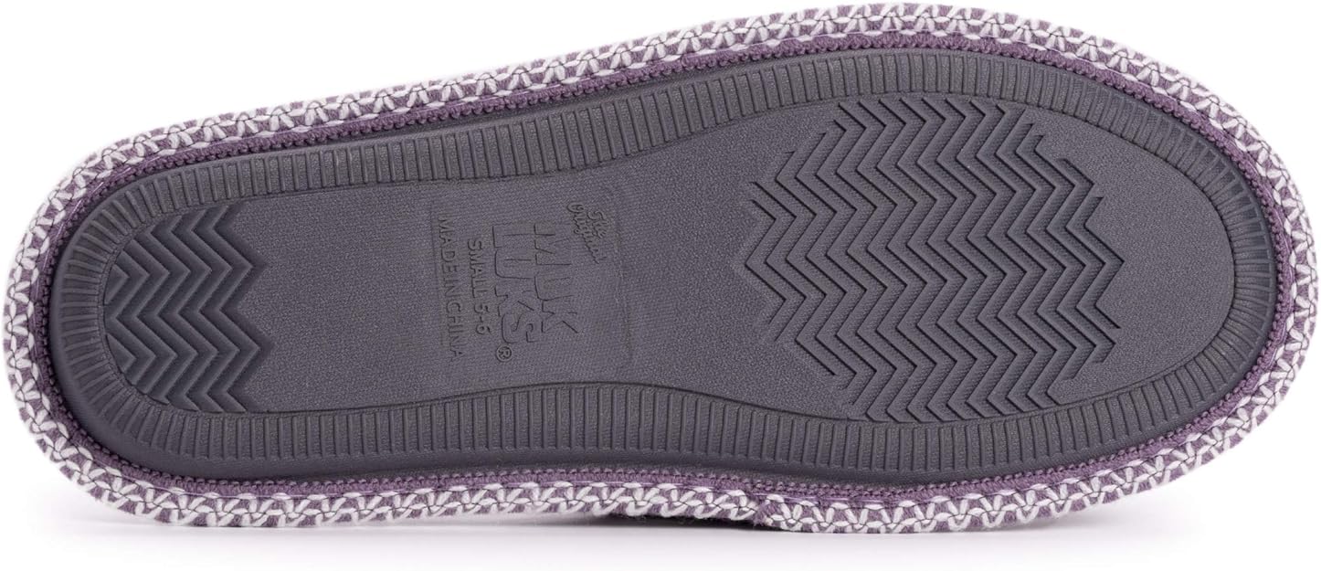 Muk Luks Women's Ada Chenille Cross band Slippers- Lilac Ivory