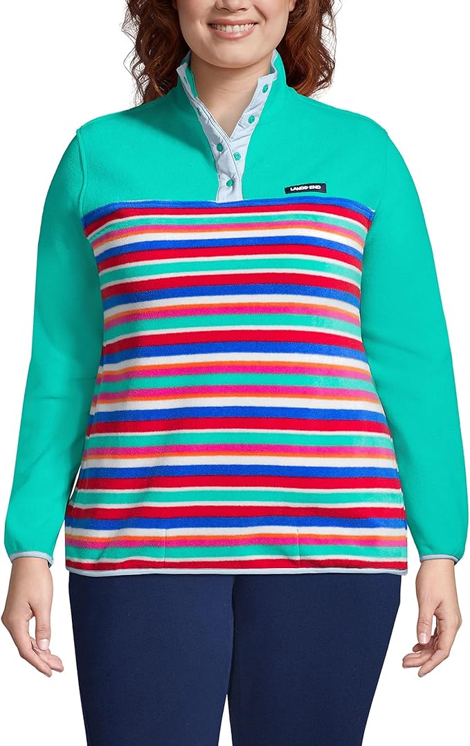 Suéter polar con cuello a presión Heritage para mujer de Lands' End