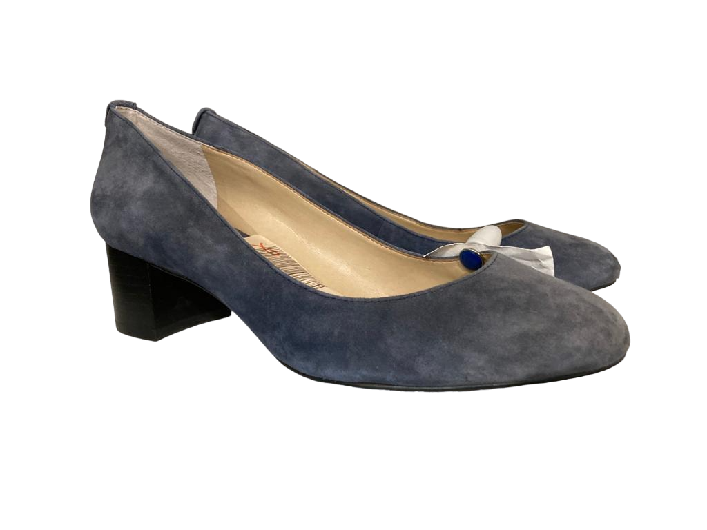 Lands End Blue Toe Pumps Navy Blue Suede