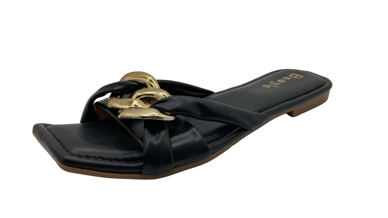 Beagle Women's Gold and Leather Double Strap Sandals