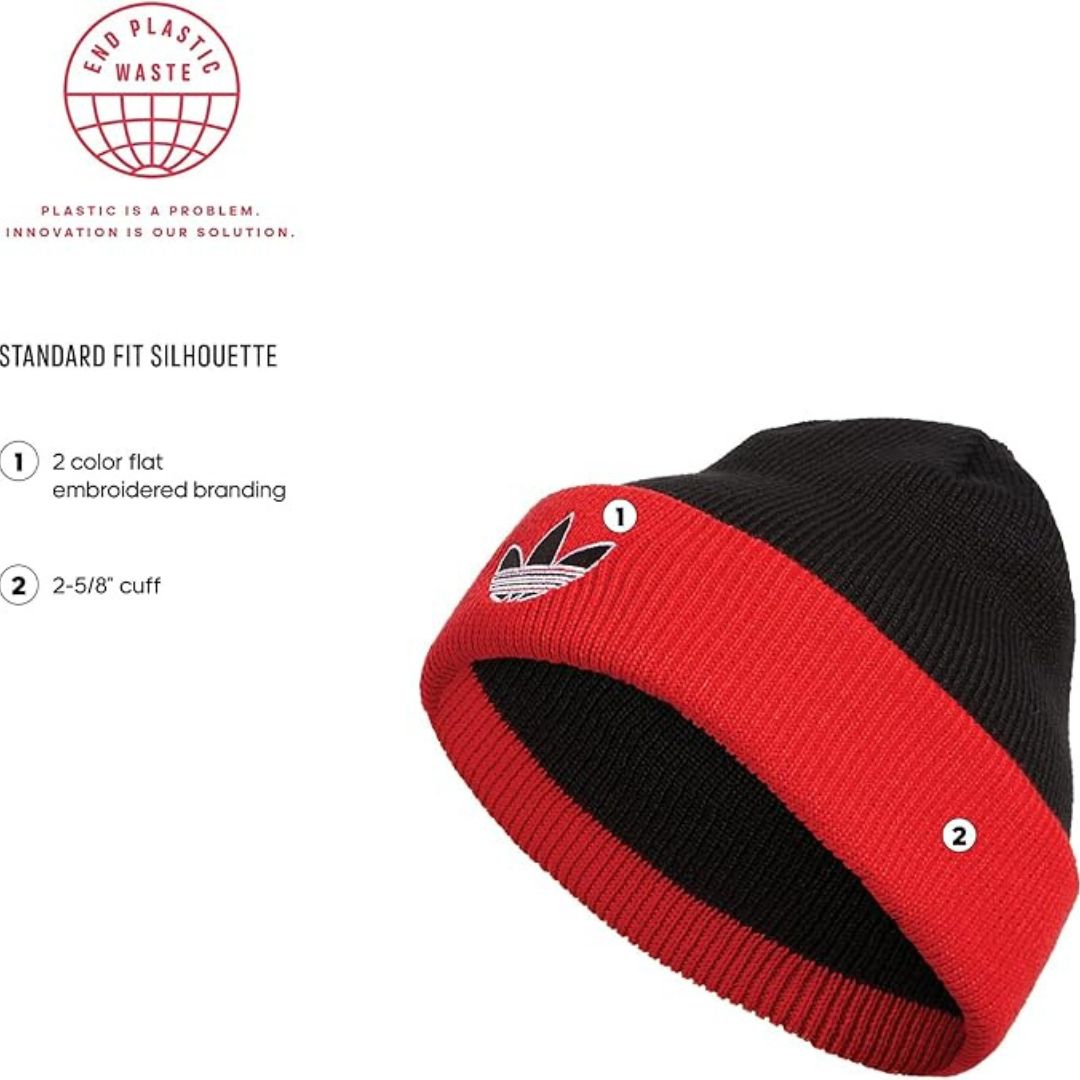 Adidas Unisex-Adult Sunday Cuff Beanie Black/Vivid Red/White