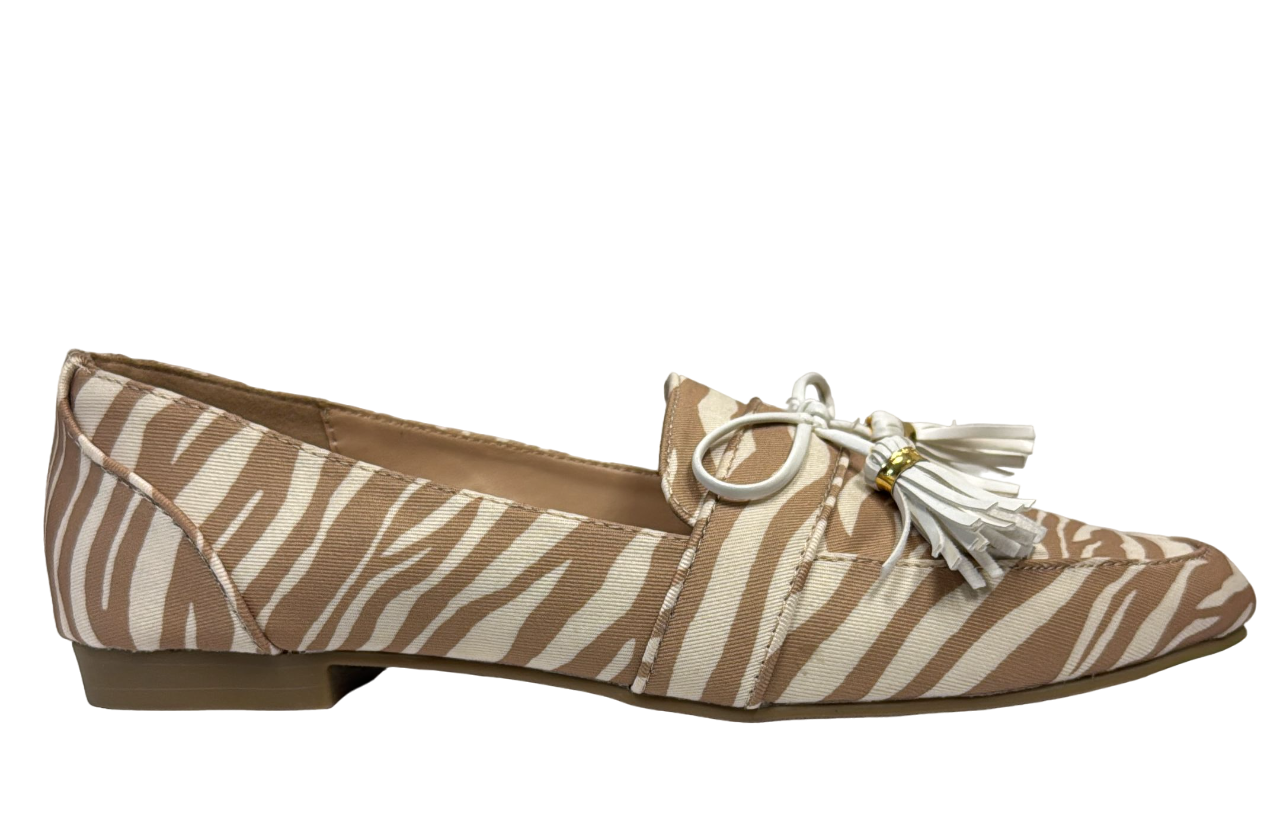 Beige Zebra Bow Penelope Loafer