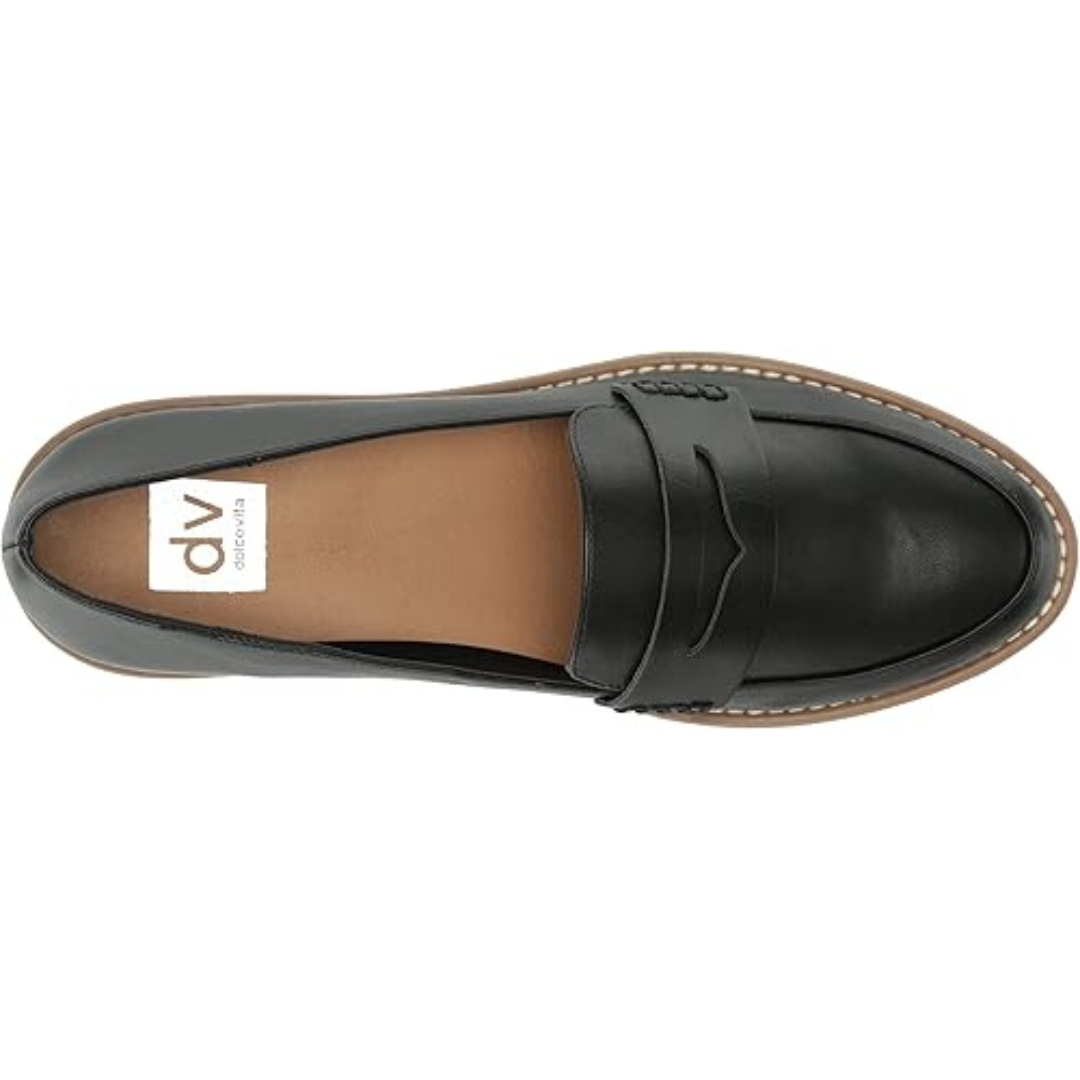 Dolce Vita Women's Crisp Slip-On Lug Loafer Flats Black