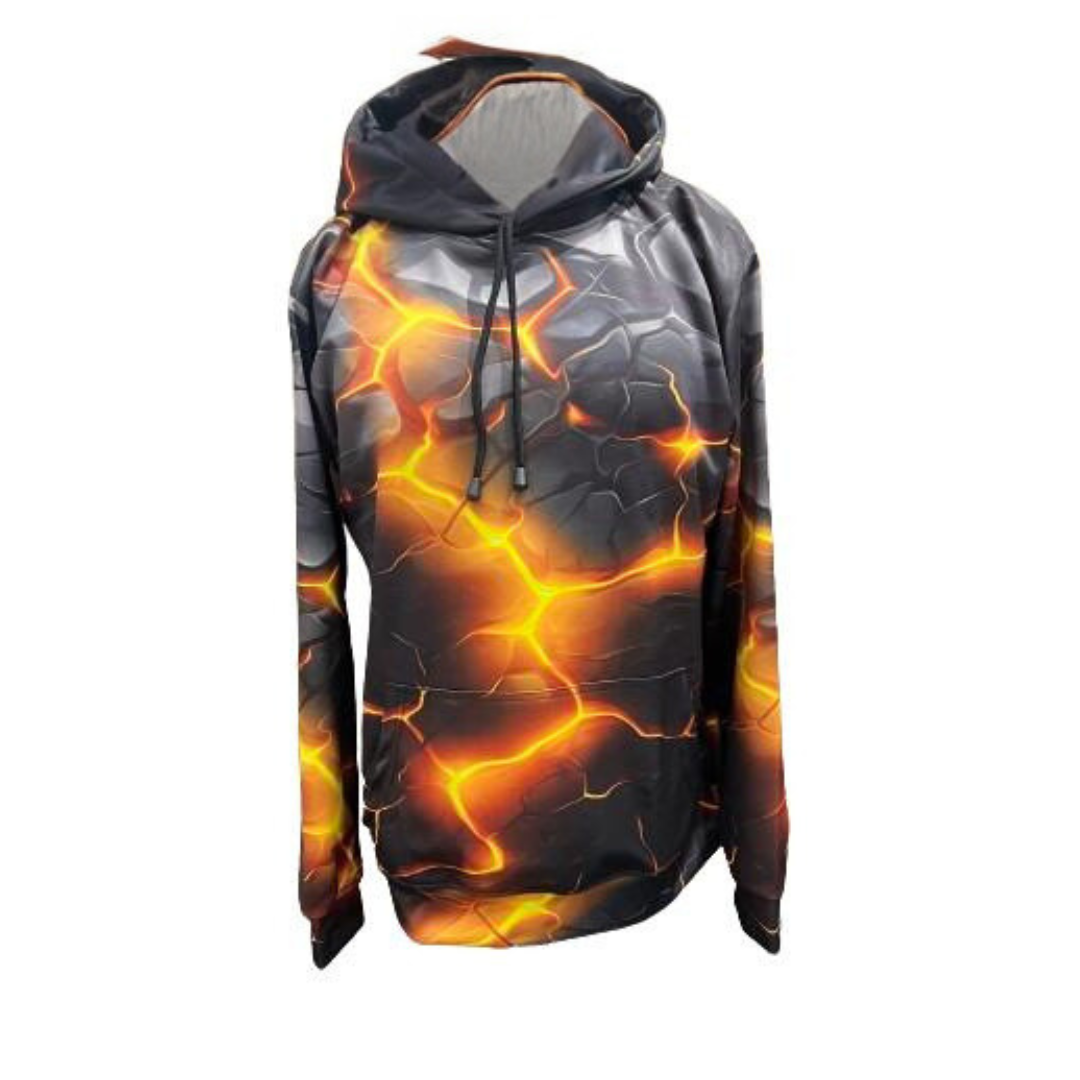 Generic Unisex 3D Black Thunder Graphic Pull-Over Hoodie