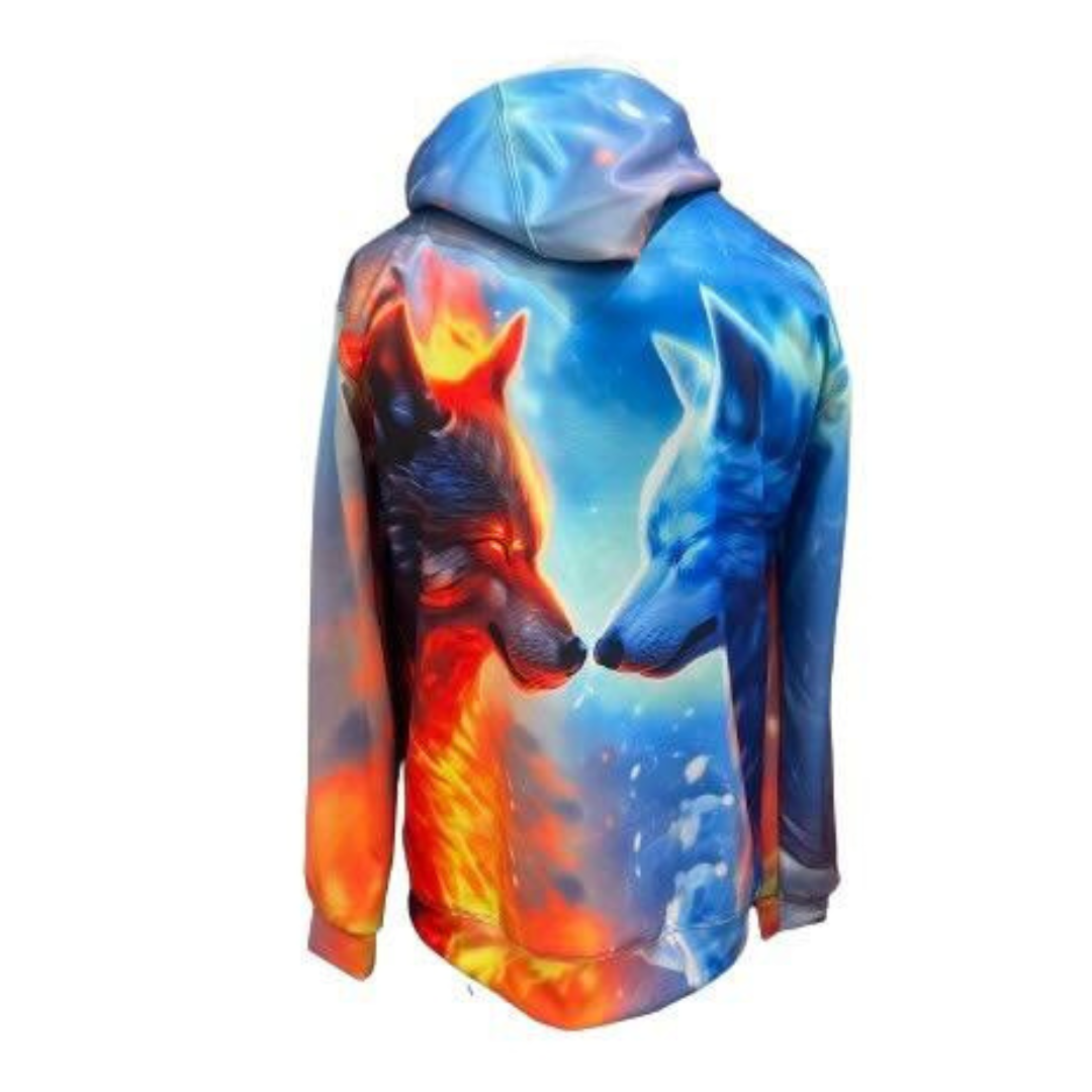 Generic Unisex 3D Thunder Wolf Graphic Pull-Over Hoodie