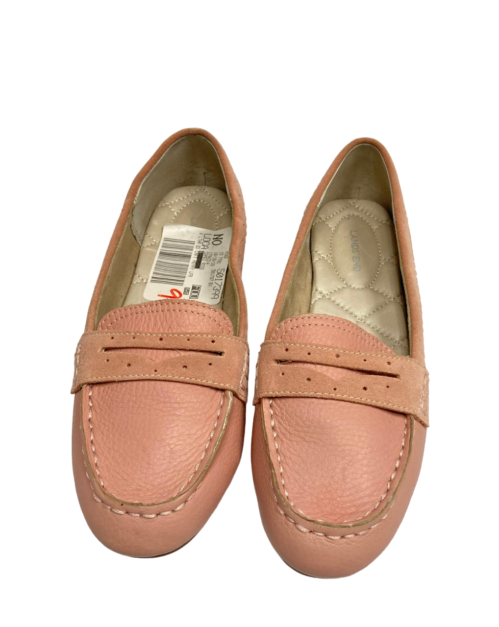 Lands End Women Leather Comfort Penny Loafer Cameo Rose