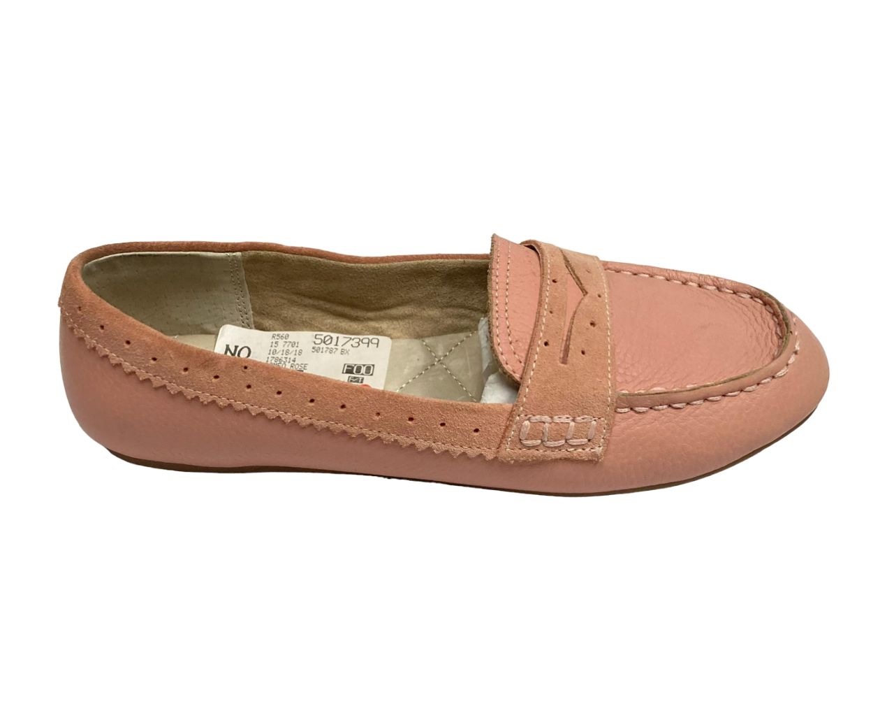 Lands End Women Leather Comfort Penny Loafer Cameo Rose