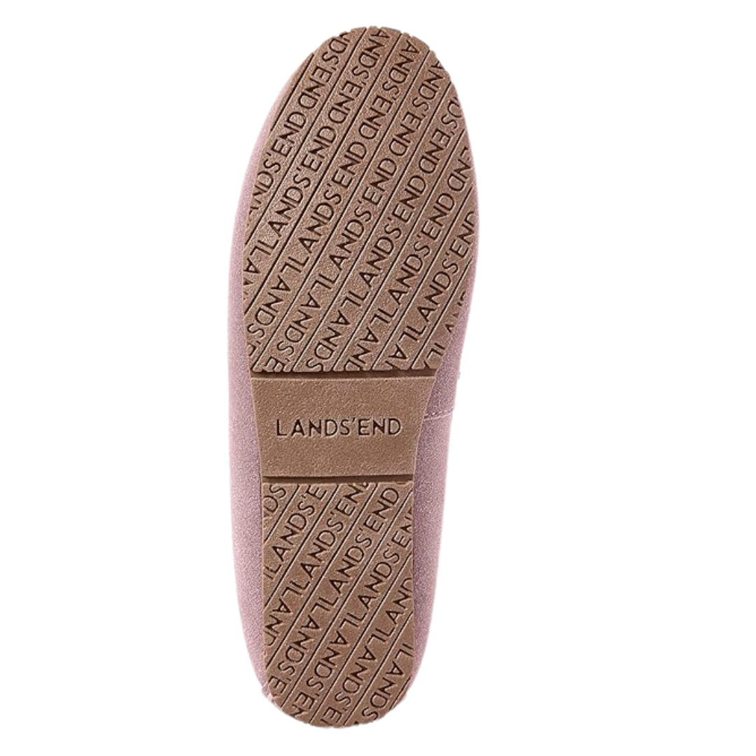 Lands' End Women's Suede Moc Slipper Washed Pink