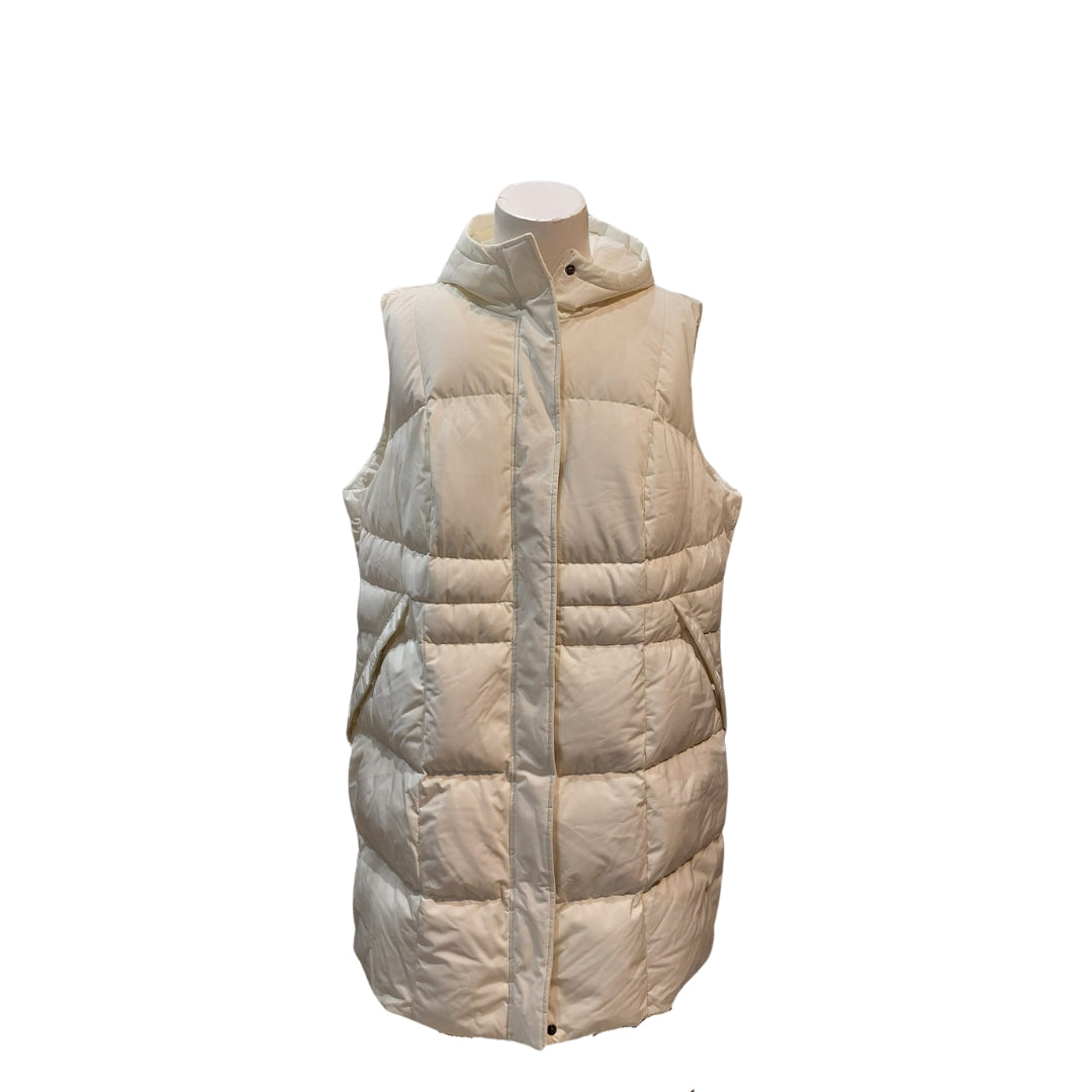 Lands End Women s Long Puffer Hooded Vest Color White Size L