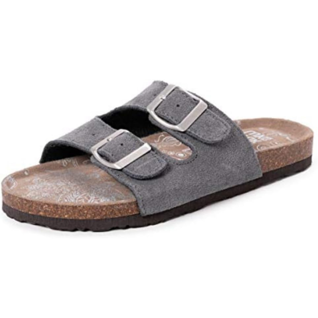 Muk Luks Women's Terra Turf Marla Flat Sandal, Grey