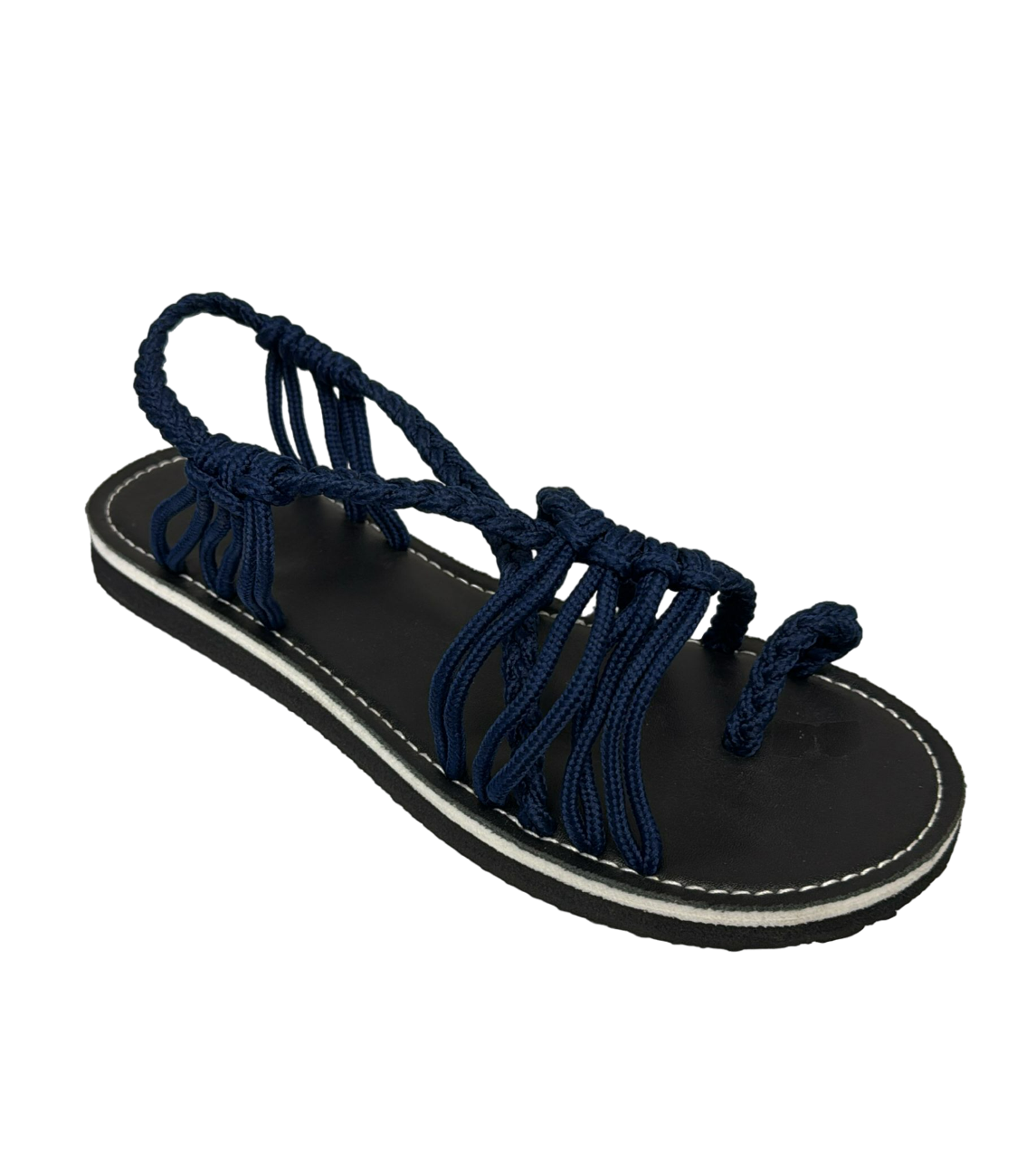 Sandales à lanières tressées bleu marine pour femme - Chaussures d'été