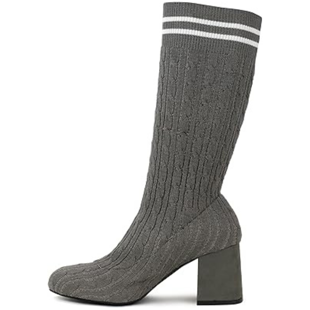 Olivia Miller Women's Cunningham Chunky Heel Knit Sweater Booties