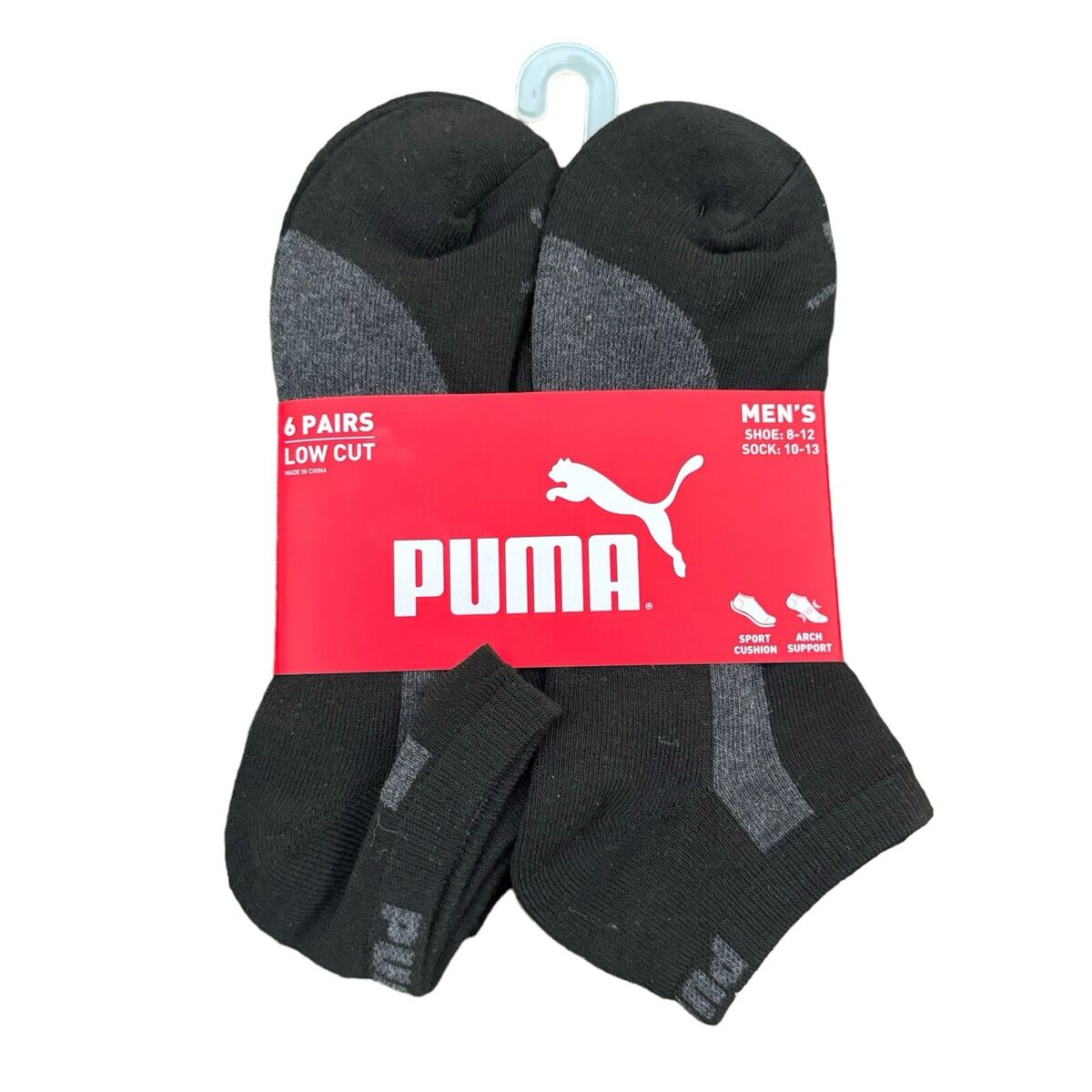 Puma Low Cut Men s 6 Pack Socks Color Black Grey