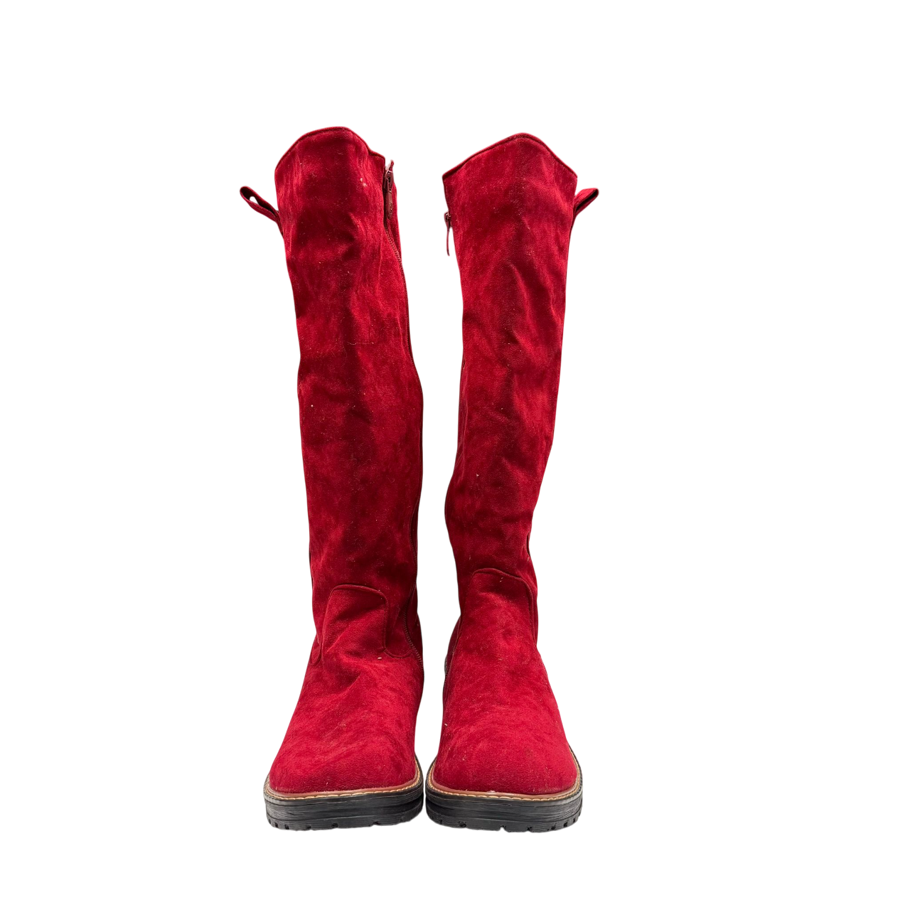 Red Matte Side-Zip Women's Boots