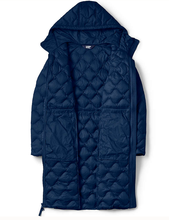 Manteau matelassé ultraléger et pliable pour femme Lands End, bleu marine