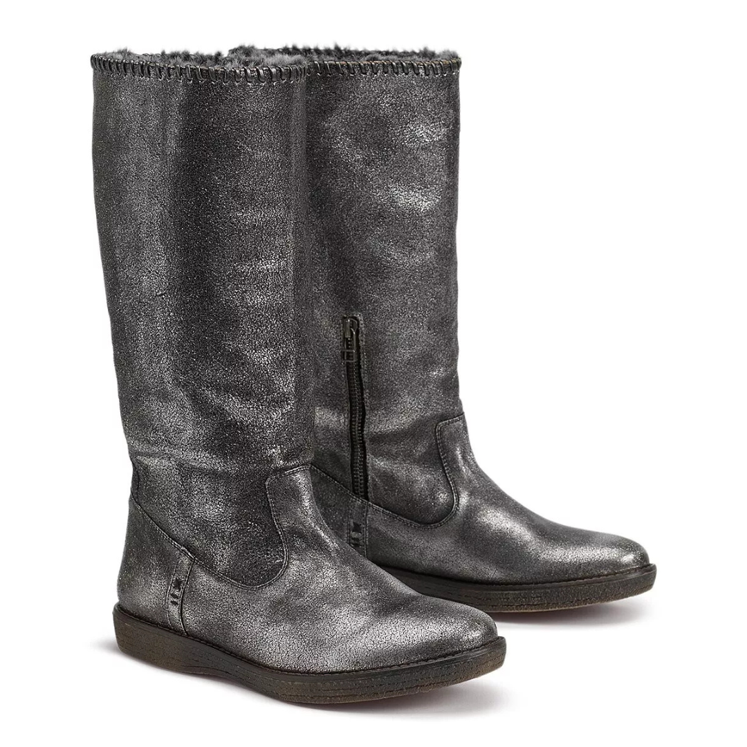 Trask Ariana Shearling Lined Leather Boots - Silver Glitter