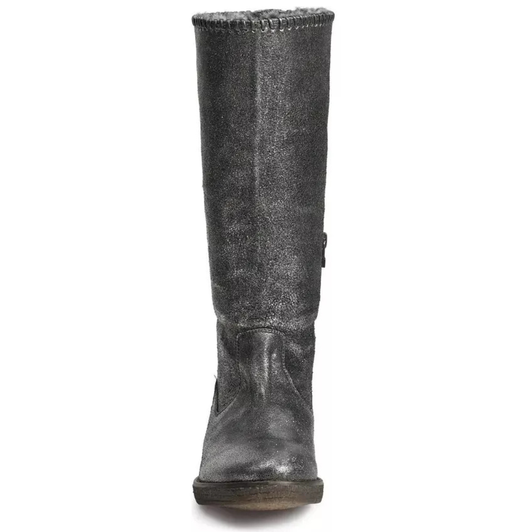 Trask Ariana Shearling Lined Leather Boots - Silver Glitter