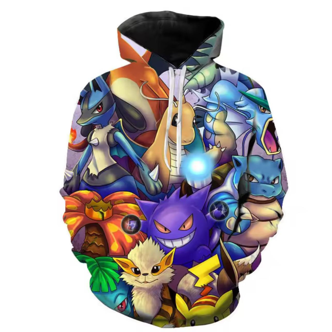 Generic Unisex 3D Pokemon Graphic Pull-Over Hoodie