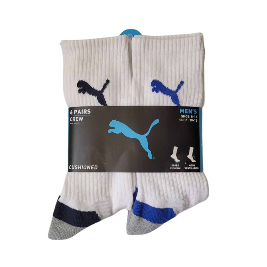 Puma Men's Cushioned Crew Socks 6 pairs White/Navy