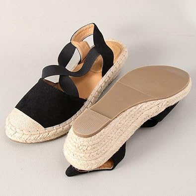 Wannasuh Black Women Espadrille Sandals