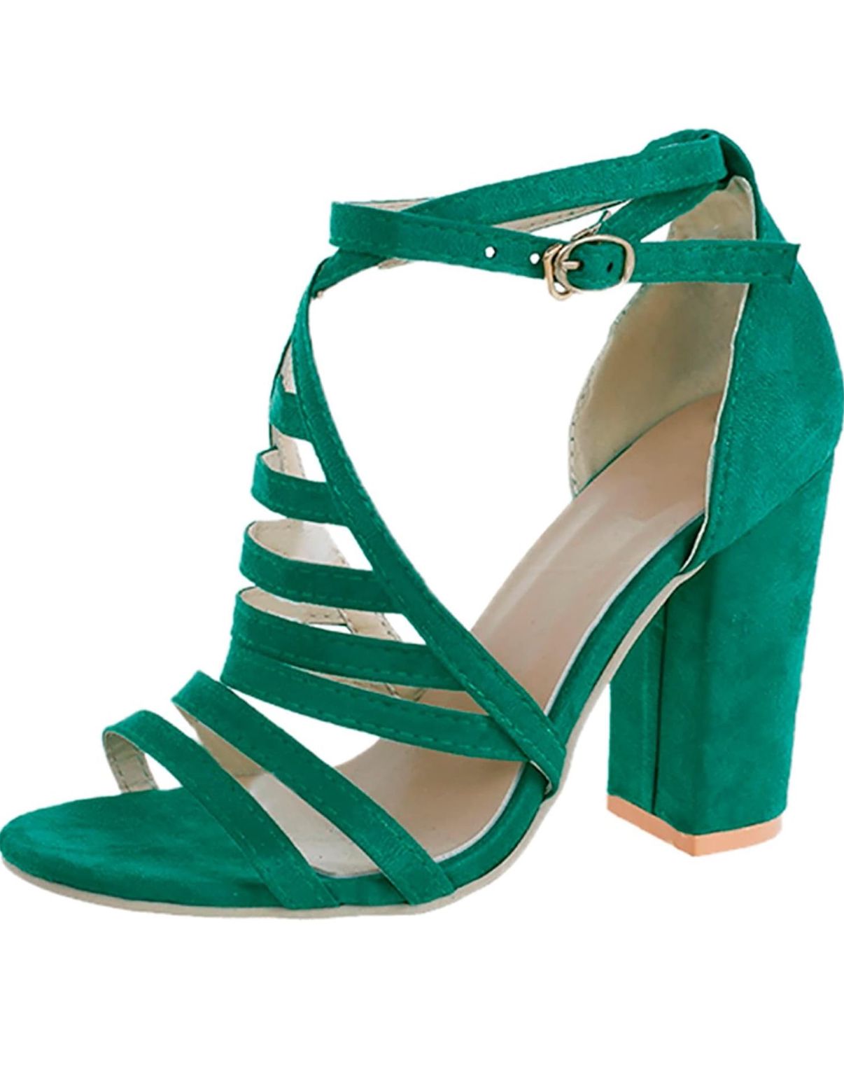 Women High Heels Green Cage Front Pump