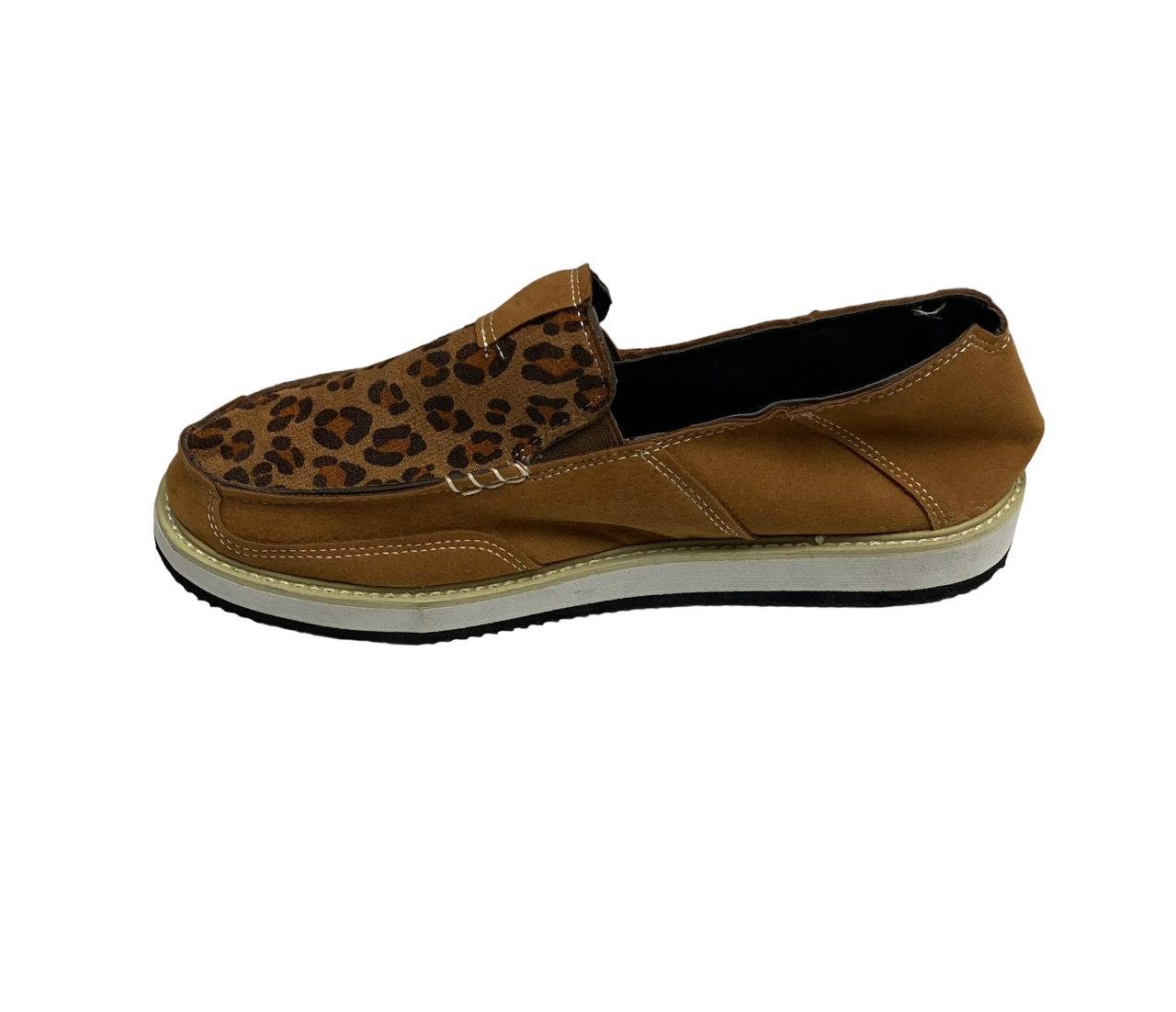 Brown Leopard Print Slip On Shoes Women's