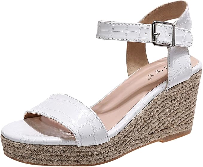 Women Espadrilles Wedge Sandals Summer Open Toe Sandals Ankle Strap Sandals Bohemian Shoes