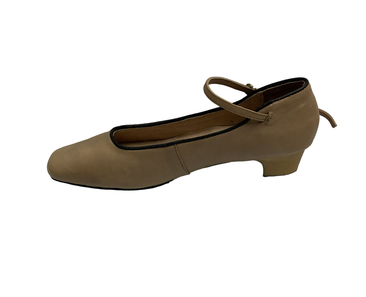 Women Tan Low Heels Flats Mary Jane