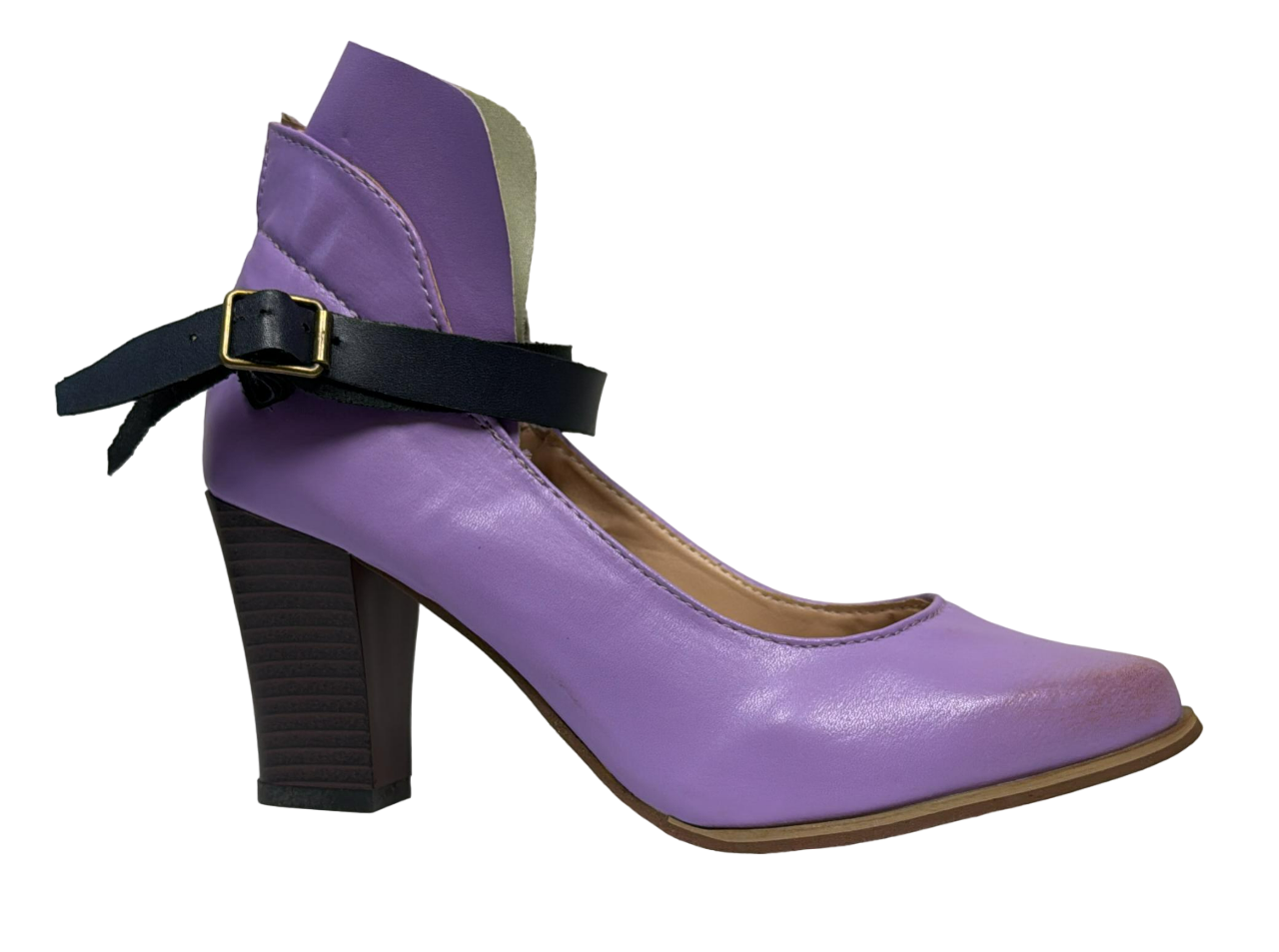 Women's Purple Buckle Strap Pump - Heels