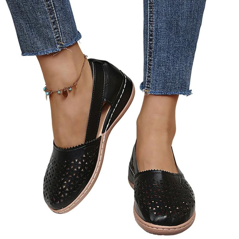 Women's Slip On Wedge Round Toe Black