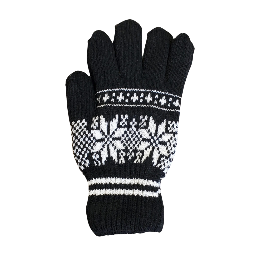 XO Adult Black Knitted Winter Gloves