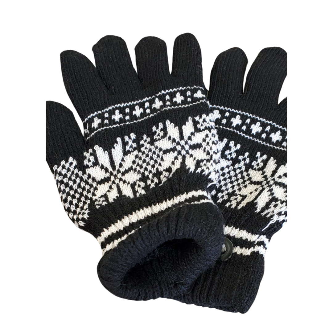 XO Adult Black Knitted Winter Gloves