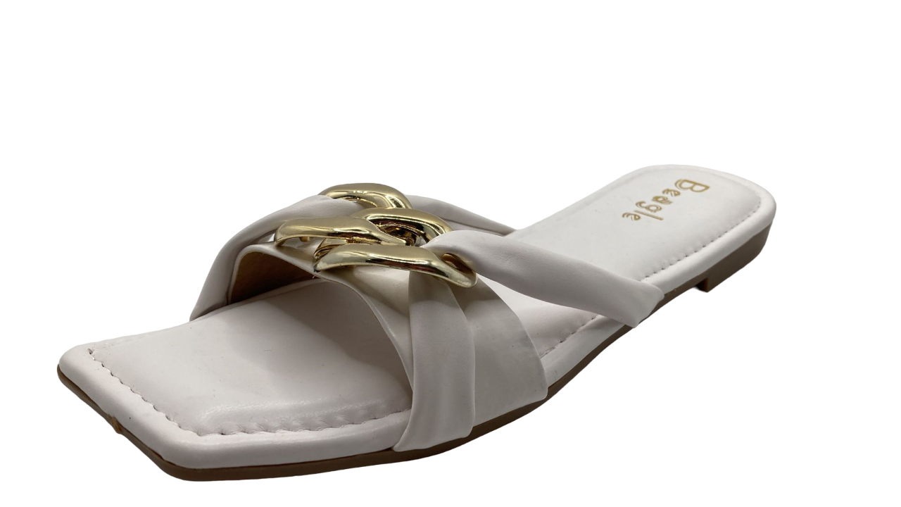 Beagle Women's Gold and Leather Double Strap Sandals