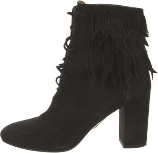 Fashion Women's Black Fringe Bootie