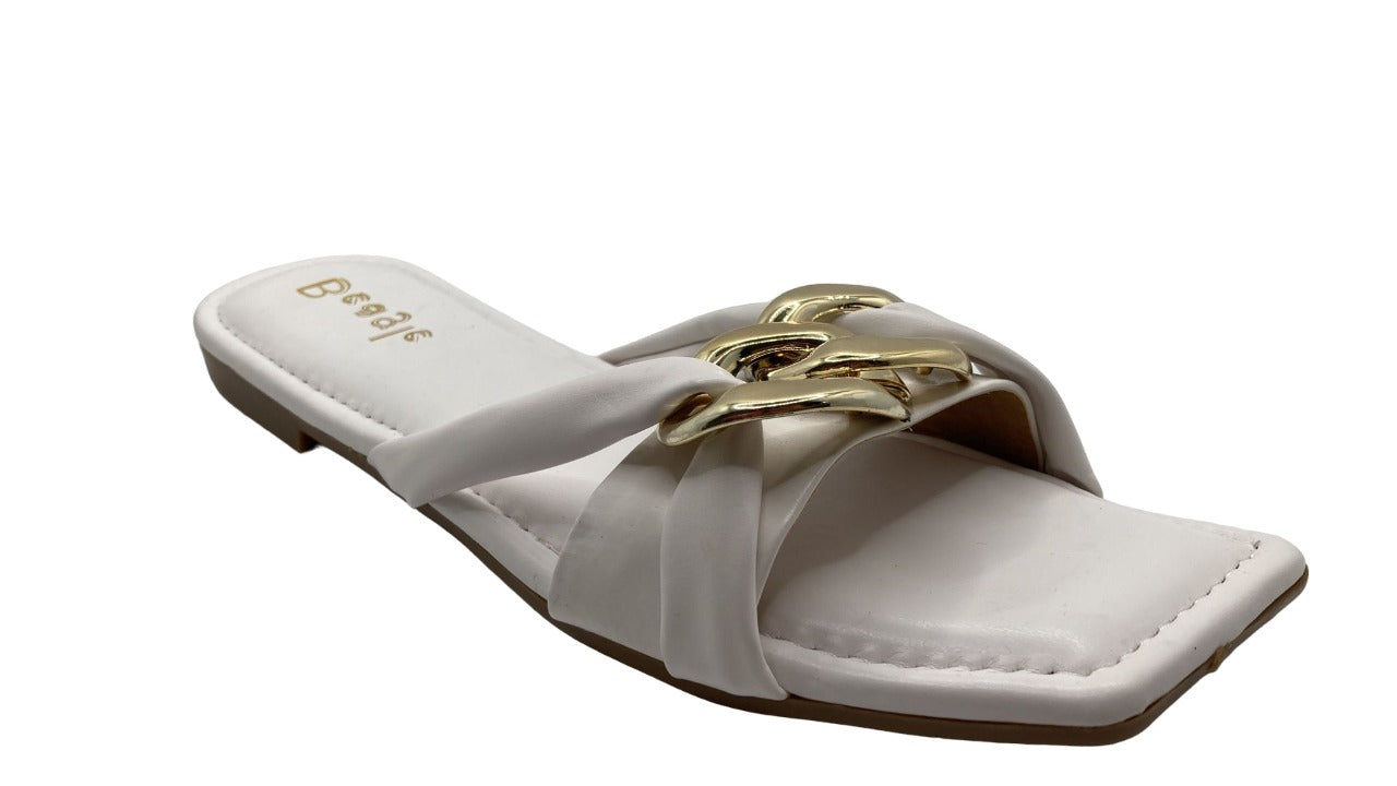 Beagle Women's Gold and Leather Double Strap Sandals