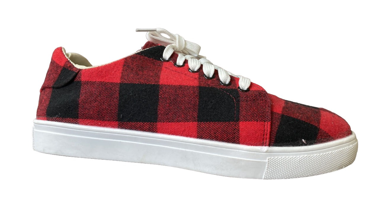 Sport Style Women's Red & Black Buffalo Check Sneaker