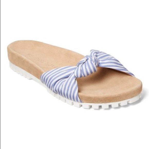 Jack Rogers White & Blue Stripe Knot Phoebe Slide Comfort Sandal 10