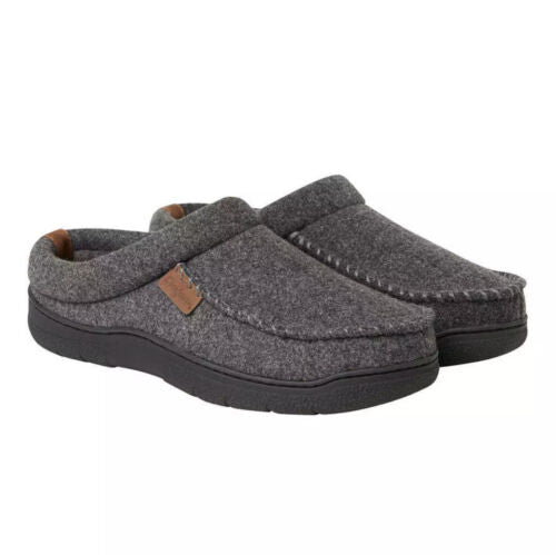 Zueco con puntera de mocasín perforada de microfibra Brendan de Dearfoam para hombre, color gris